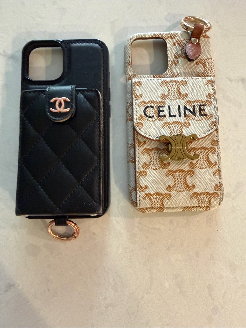 Black Quilted Leather Phone Case with Gold Hardware white and gold case as well